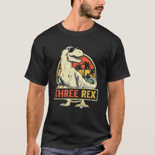 Kids Three Rex 3rd Birthday Third Dinosaur 3 Year T-Shirt