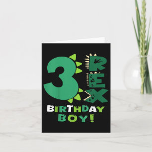 Kids Three Rex Birthday Boy 3rd Birthday Dinosaur Card