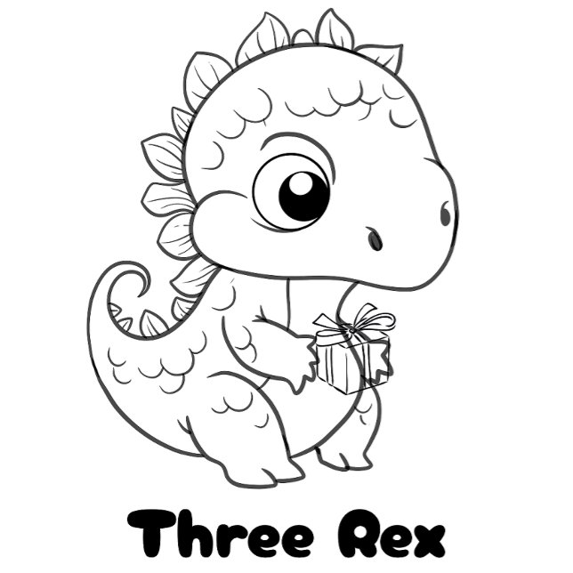Kids Three Rex Birthday Party Outfit Dinosaur Toddler T-shirt (Creator Uploaded)