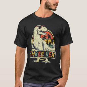 Kids Three Rex Dinosaurs Birthday 3rd Bday Rex Fu T-Shirt