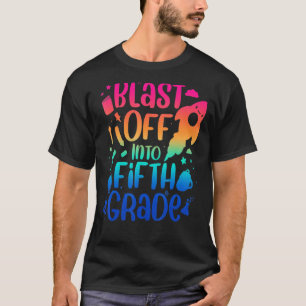 Kids Tie Dye Back To School 5th Grade Blast Off In T-Shirt