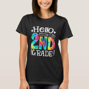 Kids Tie Dye Hello Second 2nd Grade Teacher First T-Shirt