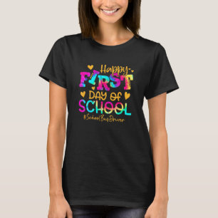 Kids Tie Dye School Bus Driver Happy First Day Of  T-Shirt