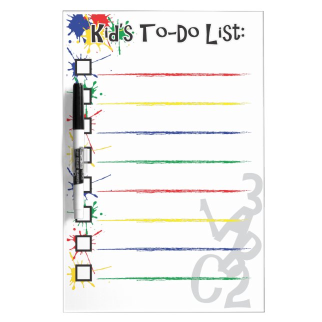 Kids' To-Do List Dry Erase Board (Front)