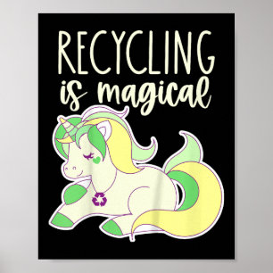 Kids Toddler Earth Day Recycle Unicorn Girls Recyc Poster