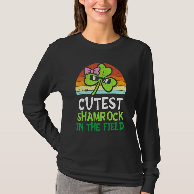 Kids Toddler Girls St Patricks Day Cutest Shamrock T-Shirt (Front)