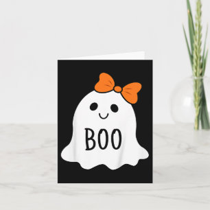 Kids Toddler Halloween Boo Ghost With A Bow Girls Card