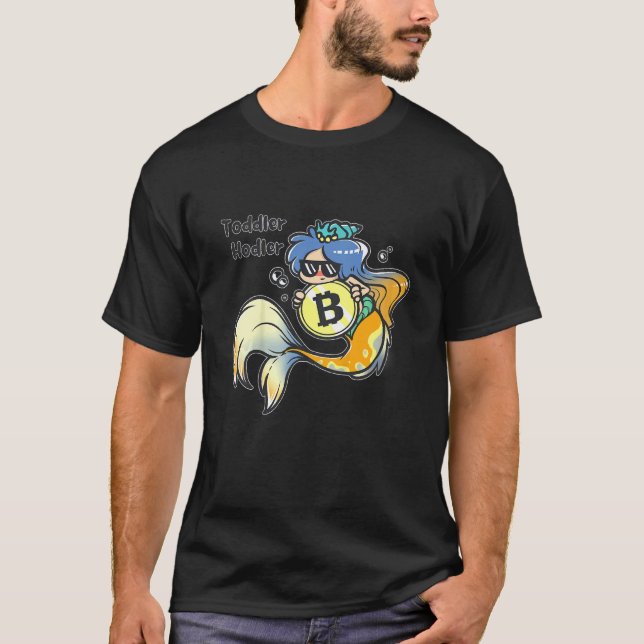 Kids Toddler Hodler Bitcoin Mermaid with Sunglasse T-Shirt (Front)