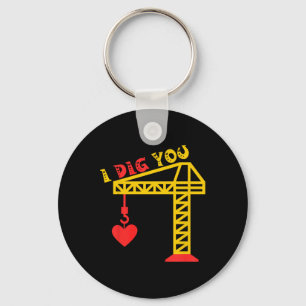 Kids Toddler Little Boy Construction Valentine Day Keychain