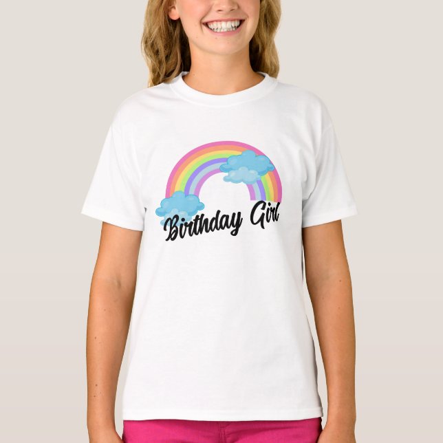 Kids Toddler Rainbow Birthday Tee - Colorful Girl (Front)