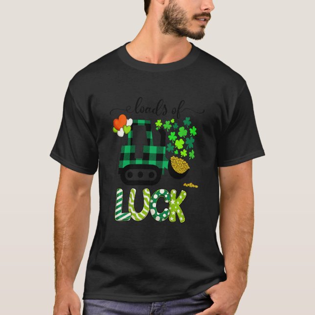 Kids Toddler St Patricks Day Construction Truck Lo T-Shirt (Front)