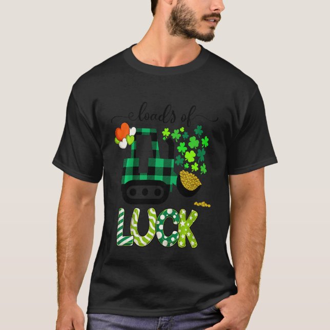 Kids Toddler St Patricks Day Construction Truck Lo T-Shirt (Front)