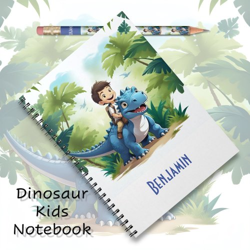 Kids Toddlers Blue Dino Adventure  Notebook