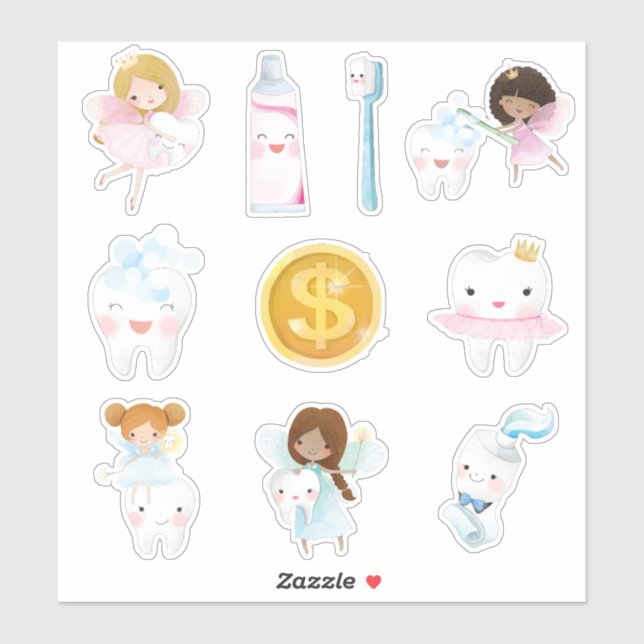 Kids Tooth Fairy Sticker (Sheet)