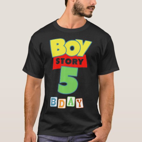 Kids Toy Blocks Boy Story 5th Year Old Birthday Pa T_Shirt