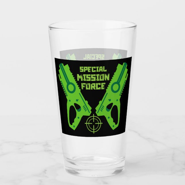 Kids Toy Gun Battle Christmas And Birthday Glass (Front)