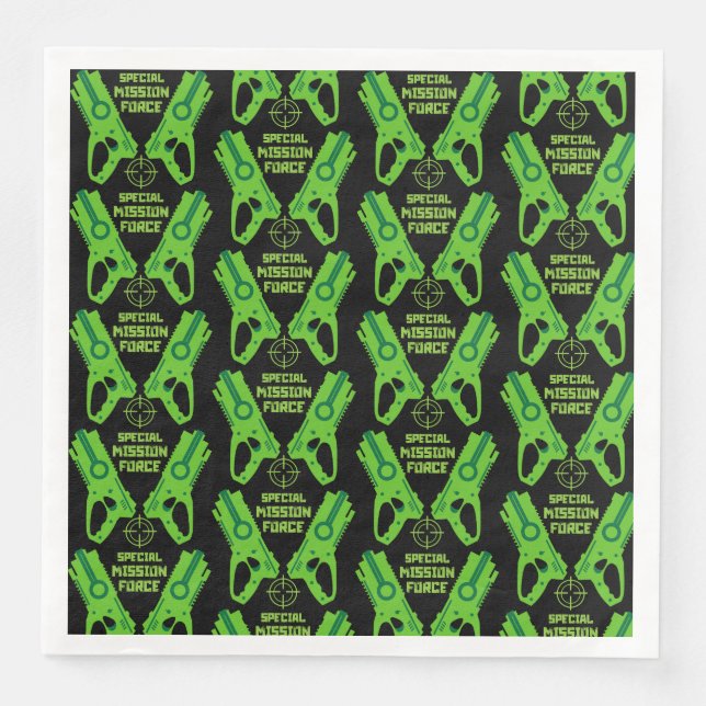 Kids Toy Gun Battle Christmas And Birthday Paper Dinner Napkins (Front)
