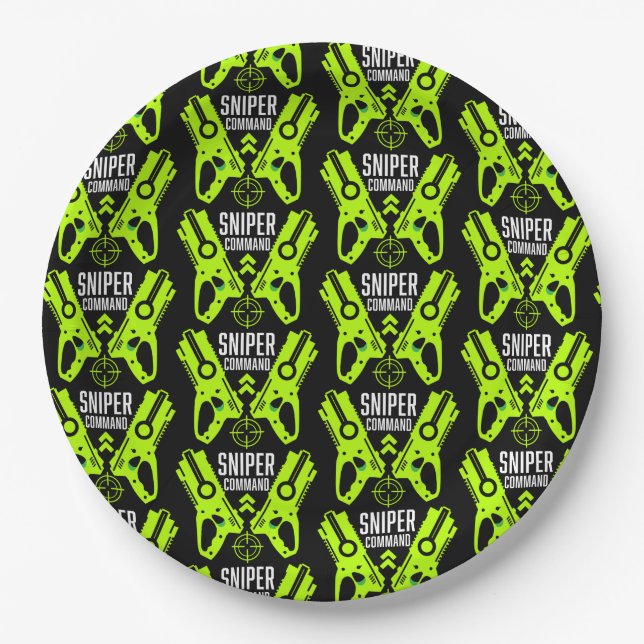 Kids Toy Gun Battle Christmas Paper Plates (Front)