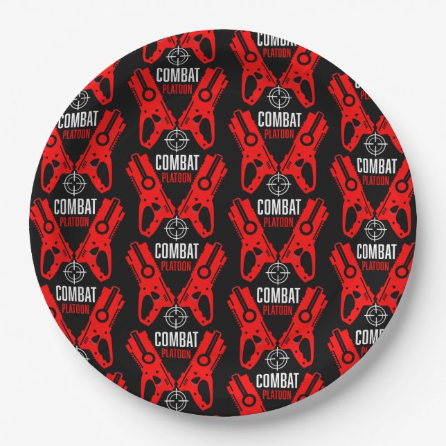 Kids Toy Gun Battle Christmas Paper Plates (Front)