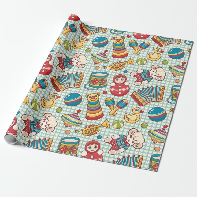 Kids Toys Pattern Wrapping Paper (Unrolled)