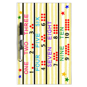 Kids Trace Number Counting Dots Yellow Stripes Dry Erase Board