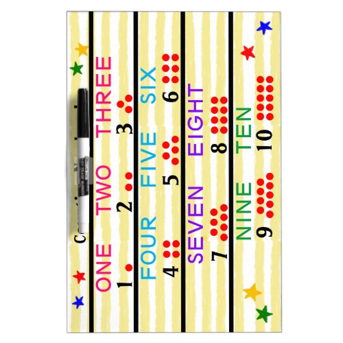 Kids Trace Number Counting Dots Yellow Stripes Dry Erase Board