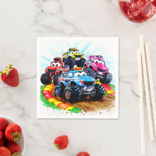 Kids' Track Monster Truck Birthday Napkins