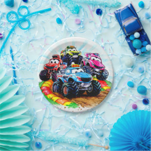 Kids' Track Monster Truck Birthday Paper Plates
