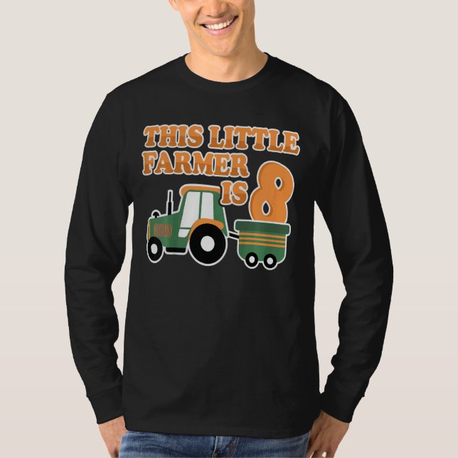 Kids Tractor I Am 8 Years Boy Tractor Farm 8 Birth T-Shirt (Front)