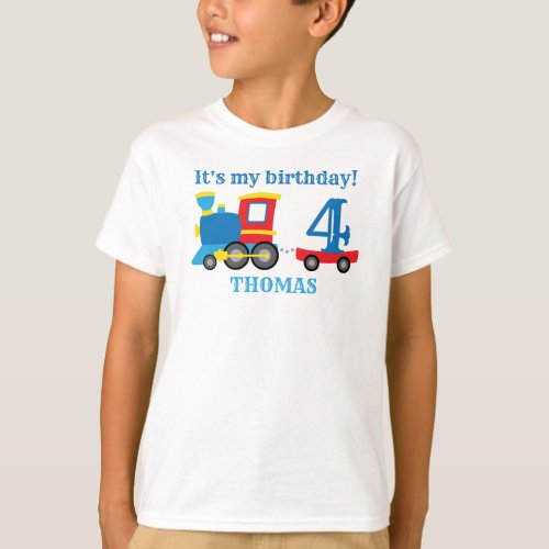 Kids Train Birthday Boy T_Shirt