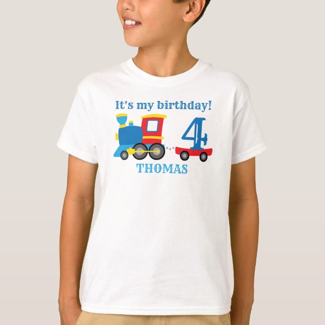 Kids Train Birthday Boy T-Shirt (Front)