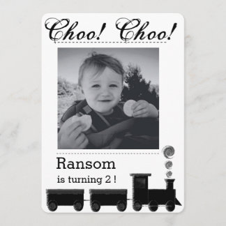 Kid's train birthday party invitation. invitation