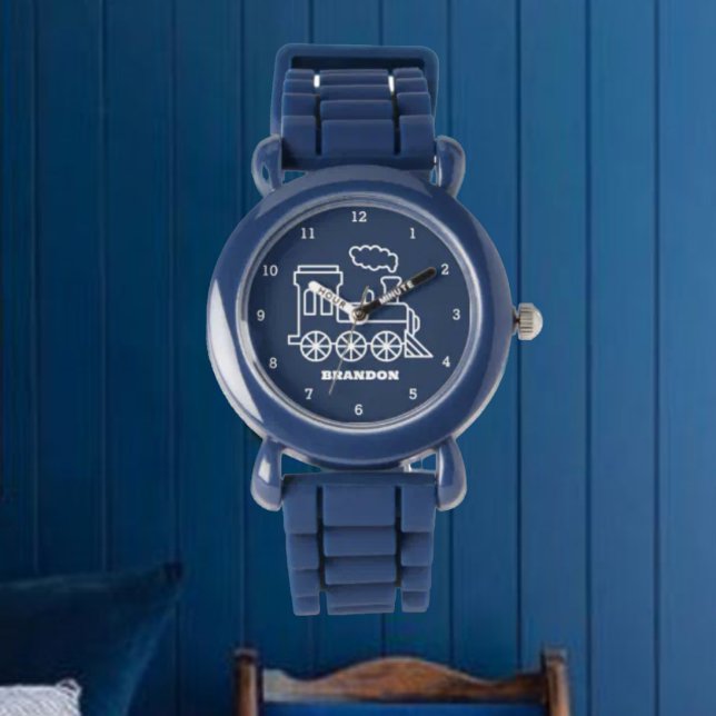 Kids Train Boys Blue Custom Name Watch (Creator Uploaded)