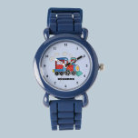 Kids Train Boys Blue Custom Name Watch