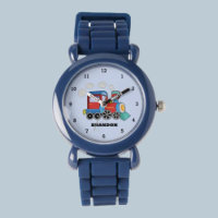Kids Train Boys Blue Custom Name Watch