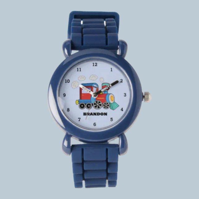 Kids Train Boys Blue Custom Name Watch (Creator Uploaded)