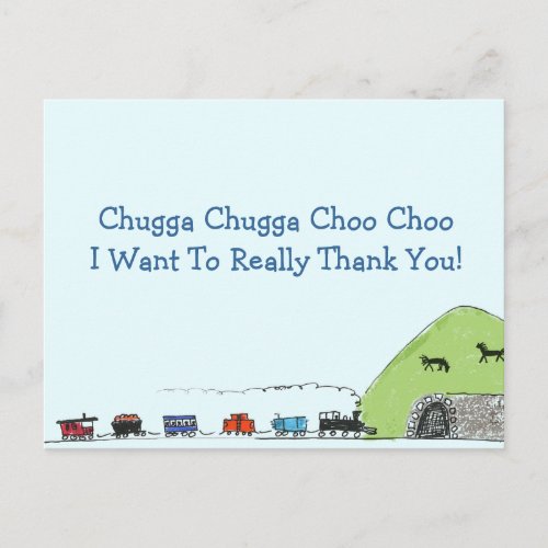 Kids Train Choo Choo Thank You Postcards