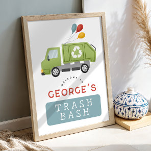 Kids Trash Bash Garbage Truck Birthday Welcome Poster