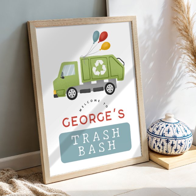 Kids Trash Bash Garbage Truck Birthday Welcome Poster (Creator Uploaded)