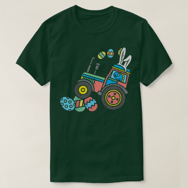 Kids Tre Bunny Tractor Crushing Eggs Easter Boys K T-Shirt (Design Front)