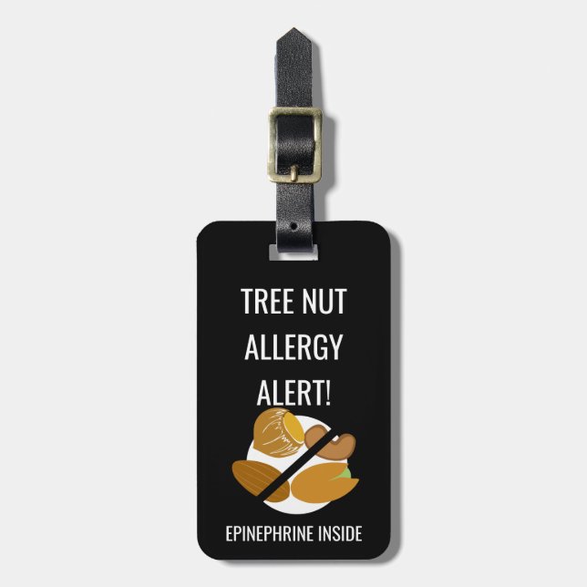 Kids Tree Nut Allergy Alert with Epinephrine Image Luggage Tag (Front Vertical)