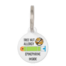 Kids Tree Nut Allergy Epinephrine Emergency Pet ID Tag