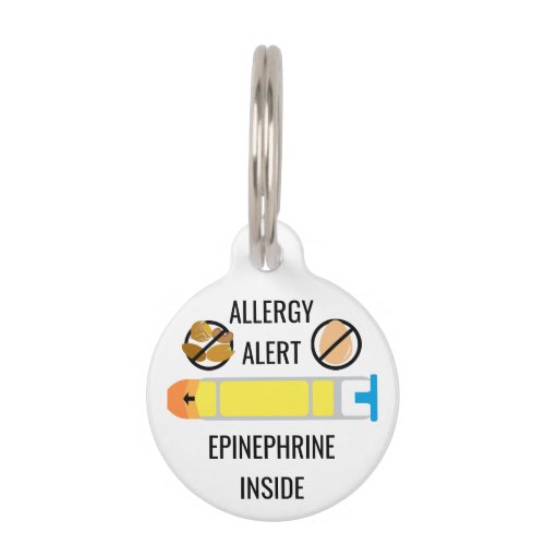 Kids Tree Nut Egg Allergy Alert Epinephrine Inside Pet ID Tag