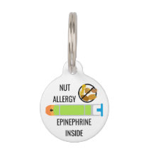 Kids Tree Nut Peanut Allergy Epinephrine Emergency Pet ID Tag