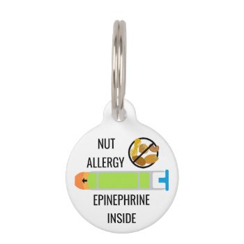 Kids Tree Nut Peanut Allergy Epinephrine Emergency Pet Id Tag by LilAllergyAdvocates at Zazzle