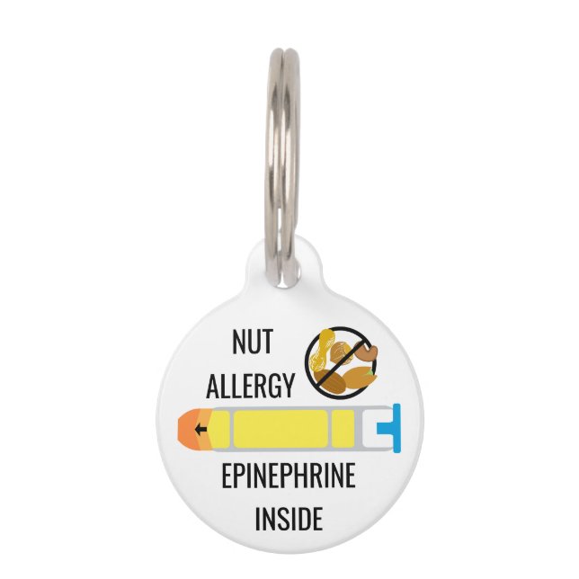 Kids Tree Nut Peanut Allergy Epinephrine Emergency Pet Tag (Front)
