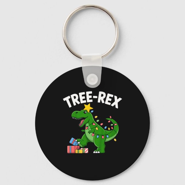 Kids Tree-rex Christmas Dinosaur T-rex Shirt Toddl Keychain (Front)
