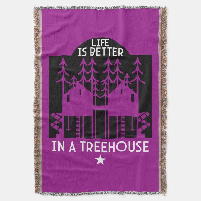 Kids Treehouse Back To School Boy Throw Blanket (Front Vertical)