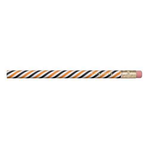 Kids Trendy Halloween Orange Black Gold Monogram Pencil