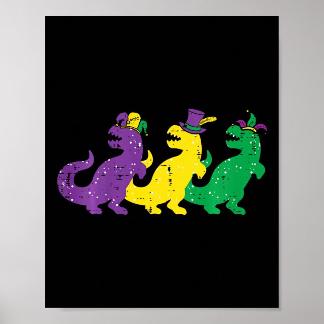 Kids Trex Dinos Purple Yellow Green Toddler Boys M Poster (Front)
